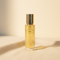 Silk body oil bottle on a beige background